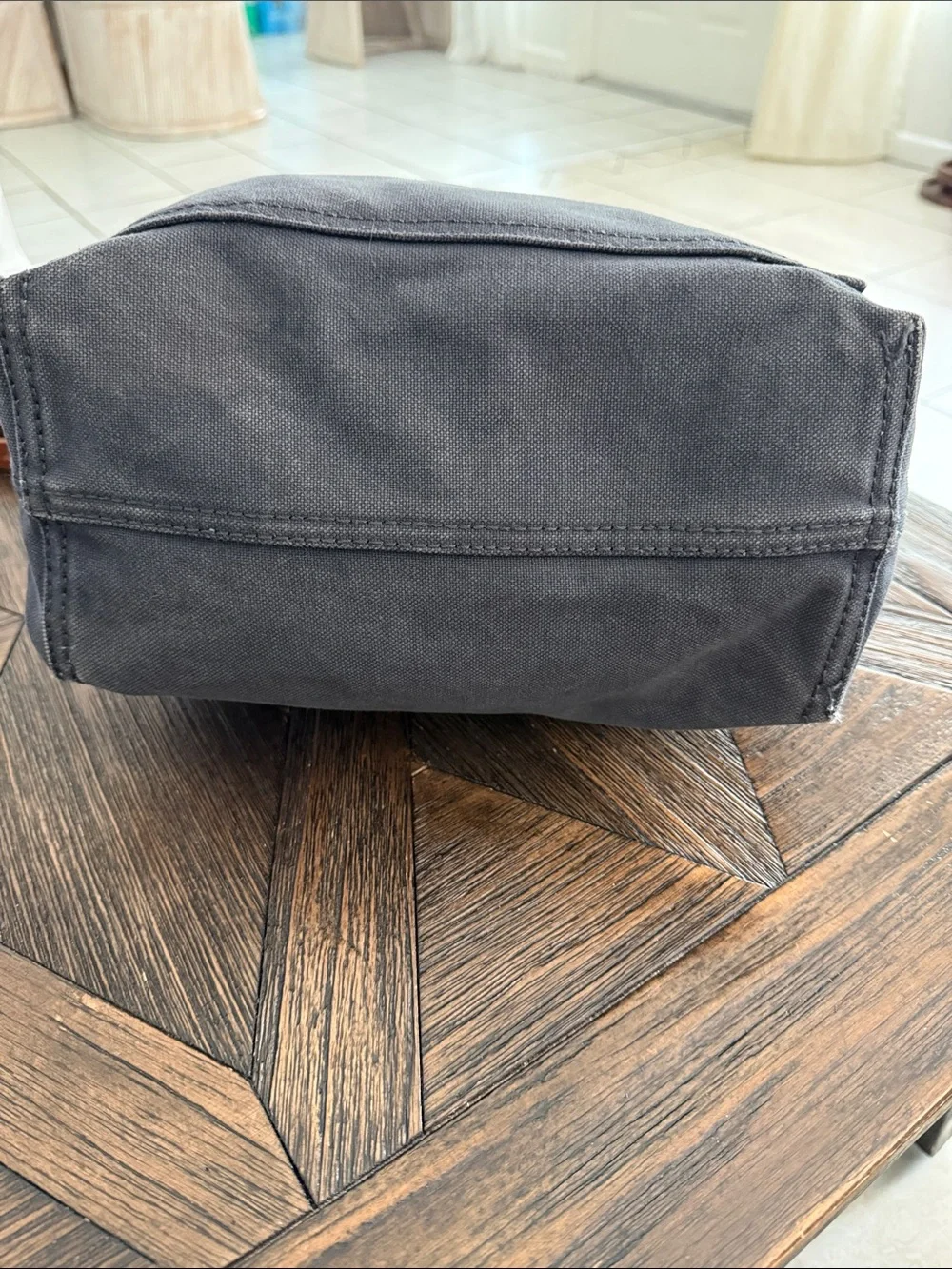 Madewell Transport Tote Dark Wash Canvas & Brown Leather Crossbody Bag
